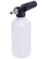 Craftsman foam cannon CMZPWHPSB200, white bottle with black nozzle, front angle, on white background.